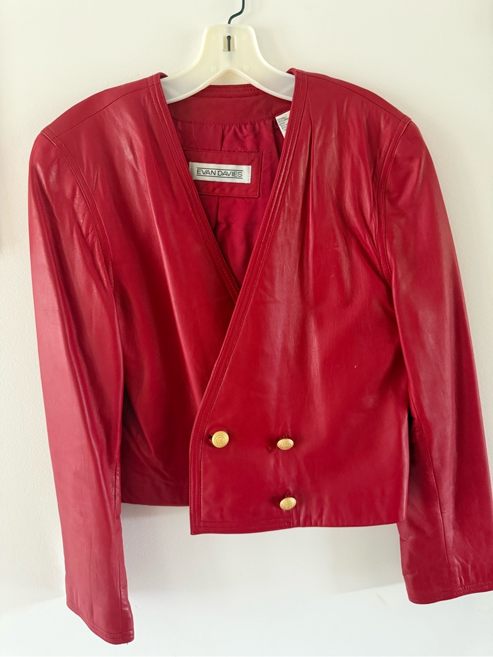 Evan Davies Red Leather Double-Breasted Jacket